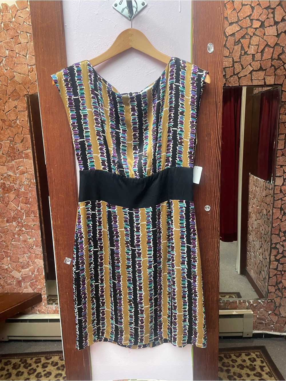 Trina Turk Multicolor Striped Sleeveless Mini Dress with Black Waist